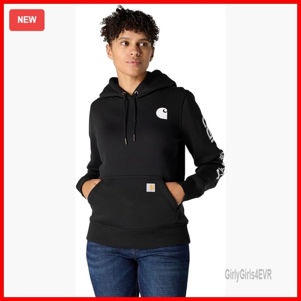 Relaxed Fit Midweight Logo Sleeve Graphic Pullover Hoodie Sweatshirt